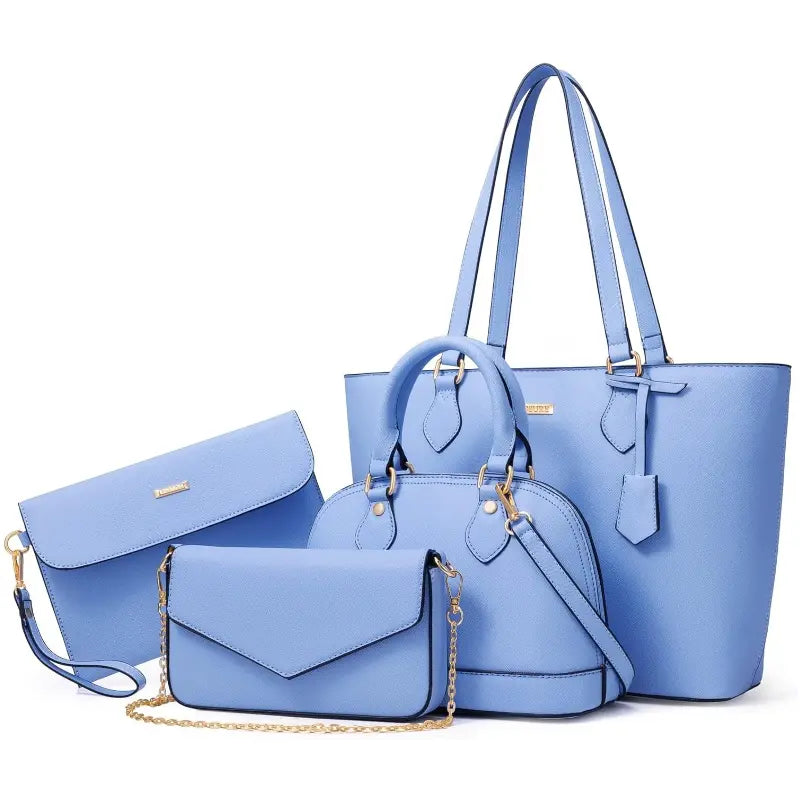 BAGSURE Women'S 4PCS Synthetic Leather Purses Gift Set - Fashion Design Tote (Largest:10.5X13In), Crossbody Bag, Wallet Combo, Durable Organizer, Smooth Stitching, Bags on a Budget, Girlfriend Gifts