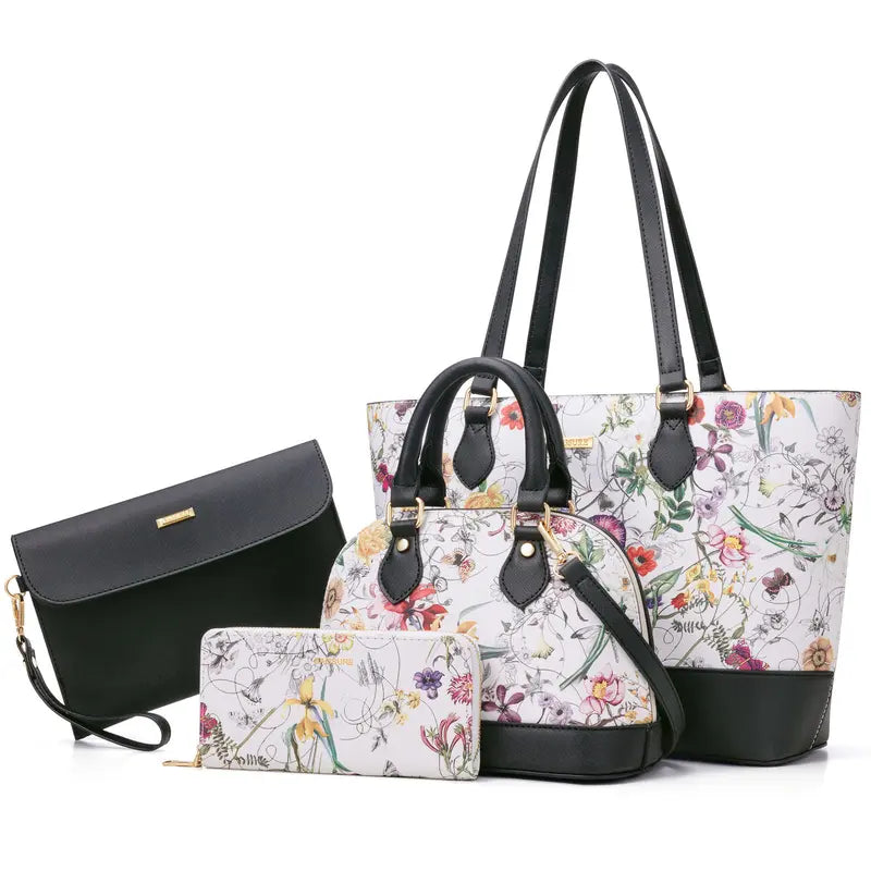 BAGSURE Women'S 4PCS Synthetic Leather Purses Gift Set - Fashion Design Tote (Largest:10.5X13In), Crossbody Bag, Wallet Combo, Durable Organizer, Smooth Stitching, Bags on a Budget, Girlfriend Gifts