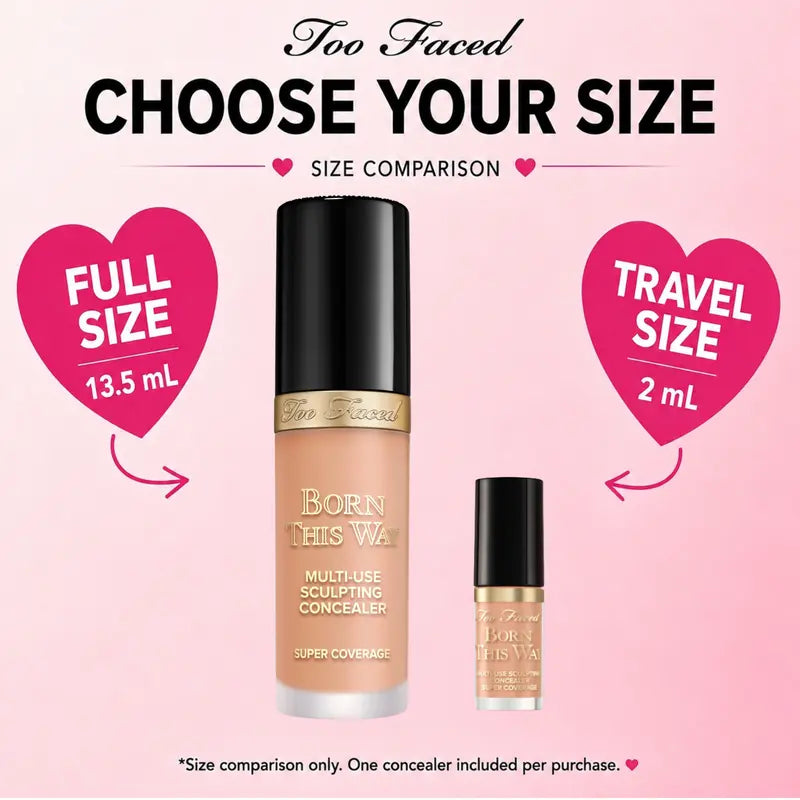Too Faced Born This Way Super Coverage Multi-Use Concealer | Full-Coverage, 12 Hour Wear + Hydration | Sweat + Humidity Resistant | Undetectable, Natural Finish
