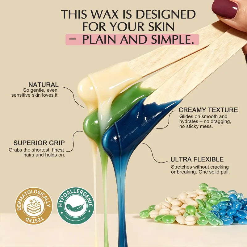 [New]Viilife Beginner Hard Waxing Kit - 6 Pack Hypoallergenic Plant-Based Beeswax Beads, Hot Pot, 20 Sticks, 10 Nose Sticks, Gentle for Sensitive & All Skin Types, Face & Body, Bikini Hair Removal，Halloween Sale，Fall Sale，Early Black Friday