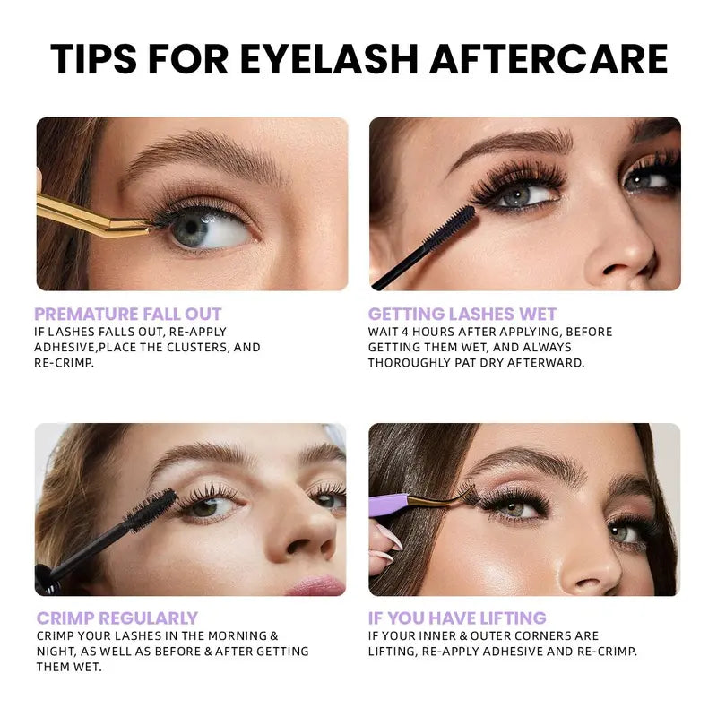 B&Q 30D-40D Vegan Cosmetic Lash Kit - Adult Individual False Eyelashes, Lash Cluster, Nature-Infused Natural Look, Long-Lasting, Lengthening, Beginner-Friendly, with Bond&Seal Remover for At-Home Extensions, so Tea #Sohochic Glam Makeup