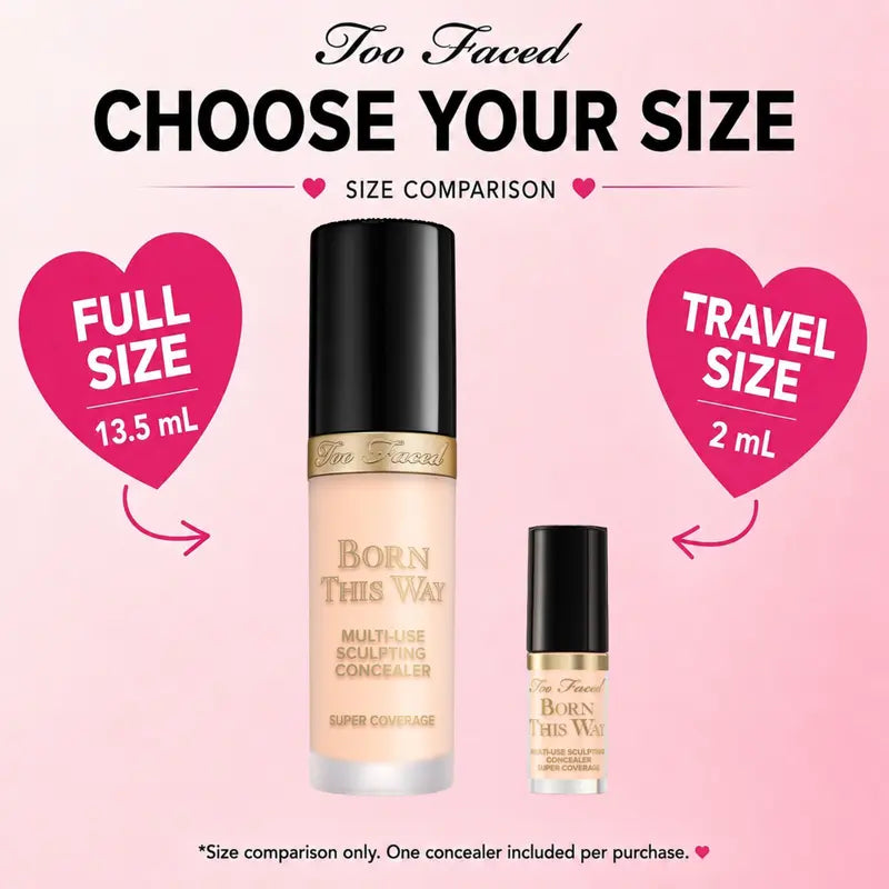 Too Faced Born This Way Super Coverage Multi-Use Concealer | Full-Coverage, 12 Hour Wear + Hydration | Sweat + Humidity Resistant | Undetectable, Natural Finish