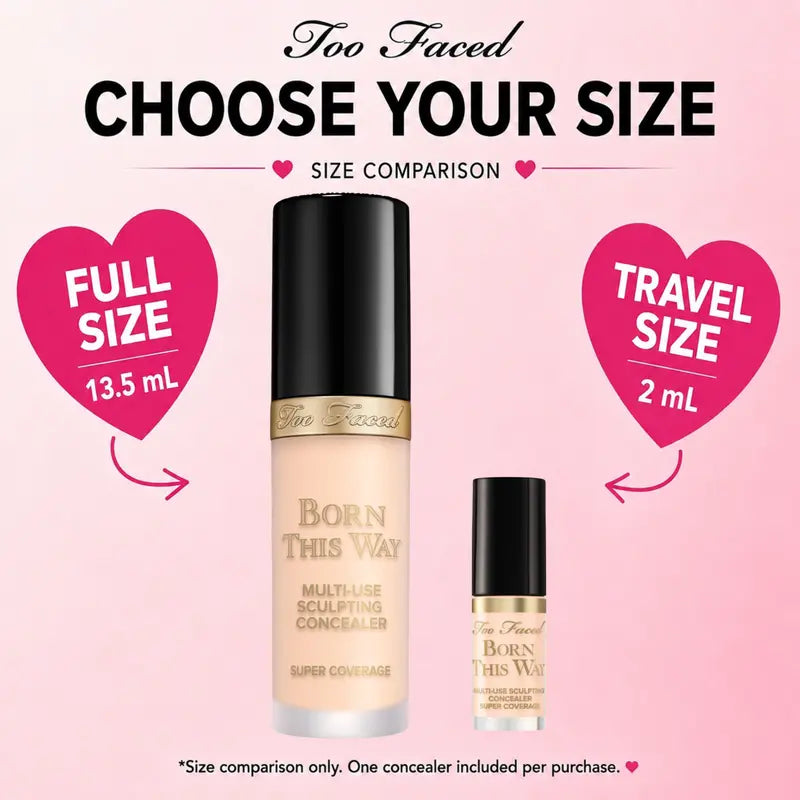 Too Faced Born This Way Super Coverage Multi-Use Concealer | Full-Coverage, 12 Hour Wear + Hydration | Sweat + Humidity Resistant | Undetectable, Natural Finish