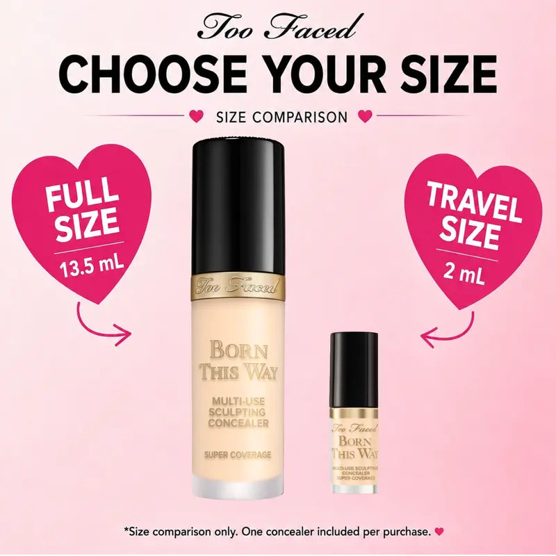 Too Faced Born This Way Super Coverage Multi-Use Concealer | Full-Coverage, 12 Hour Wear + Hydration | Sweat + Humidity Resistant | Undetectable, Natural Finish