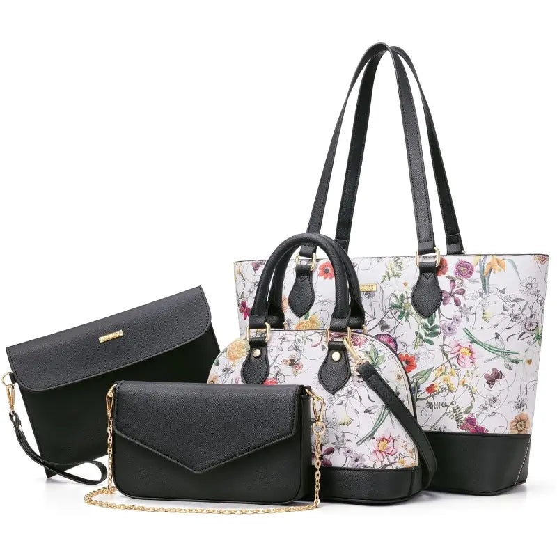 BAGSURE Women'S 4PCS Synthetic Leather Purses Gift Set - Fashion Design Tote (Largest:10.5X13In), Crossbody Bag, Wallet Combo, Durable Organizer, Smooth Stitching, Bags on a Budget, Girlfriend Gifts
