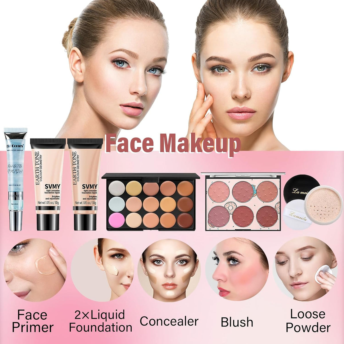 Makeup Set for Women, Makeup Kit for Beginners Teen Girls, Makeup Gift Set for Teens, Makeup Kit for Girls, Eyeshadow Palette, Lip Gloss, Face & Eye Make Up