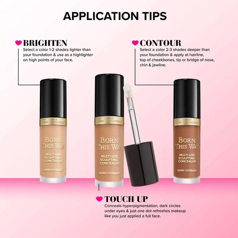 Too Faced Born This Way Super Coverage Multi-Use Concealer | Full-Coverage, 12 Hour Wear + Hydration | Sweat + Humidity Resistant | Undetectable, Natural Finish