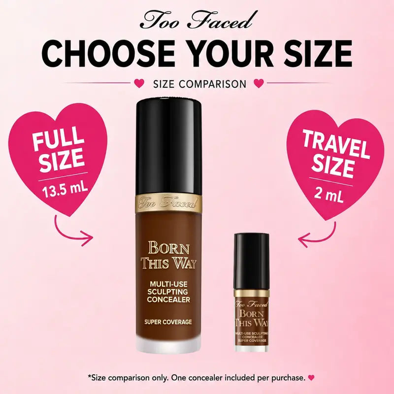 Too Faced Born This Way Super Coverage Multi-Use Concealer | Full-Coverage, 12 Hour Wear + Hydration | Sweat + Humidity Resistant | Undetectable, Natural Finish