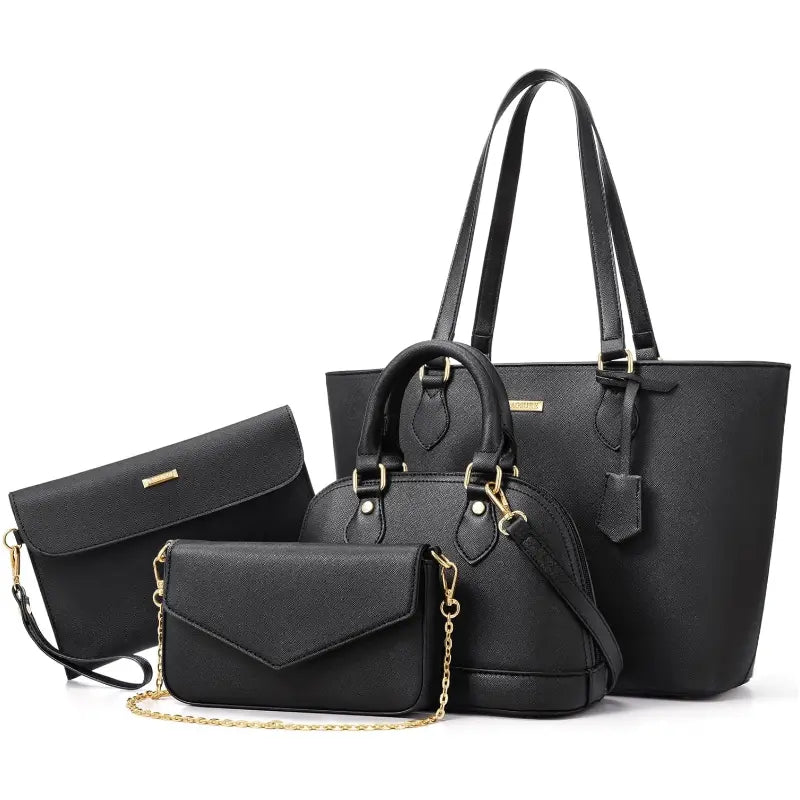 BAGSURE Women'S 4PCS Synthetic Leather Purses Gift Set - Fashion Design Tote (Largest:10.5X13In), Crossbody Bag, Wallet Combo, Durable Organizer, Smooth Stitching, Bags on a Budget, Girlfriend Gifts