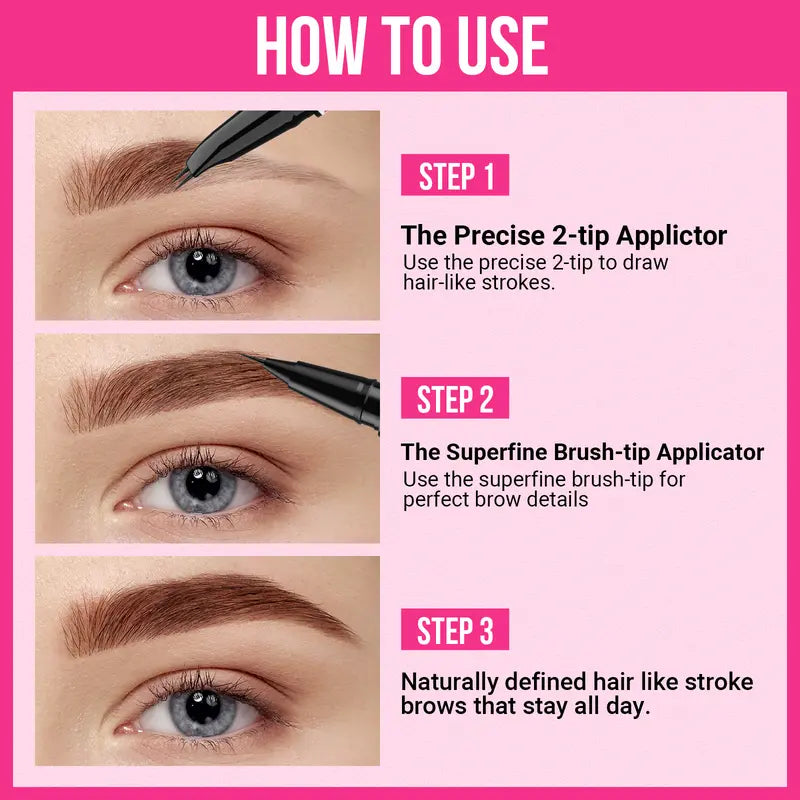 Imethod Curved Eyebrow Pen - Microblading, Liquid, 2-In-1 Dual-Ended with Micro-Fork-Tip Applicator, Waterproof and Long Lasting Makeup Cosmetic,#Sohochic