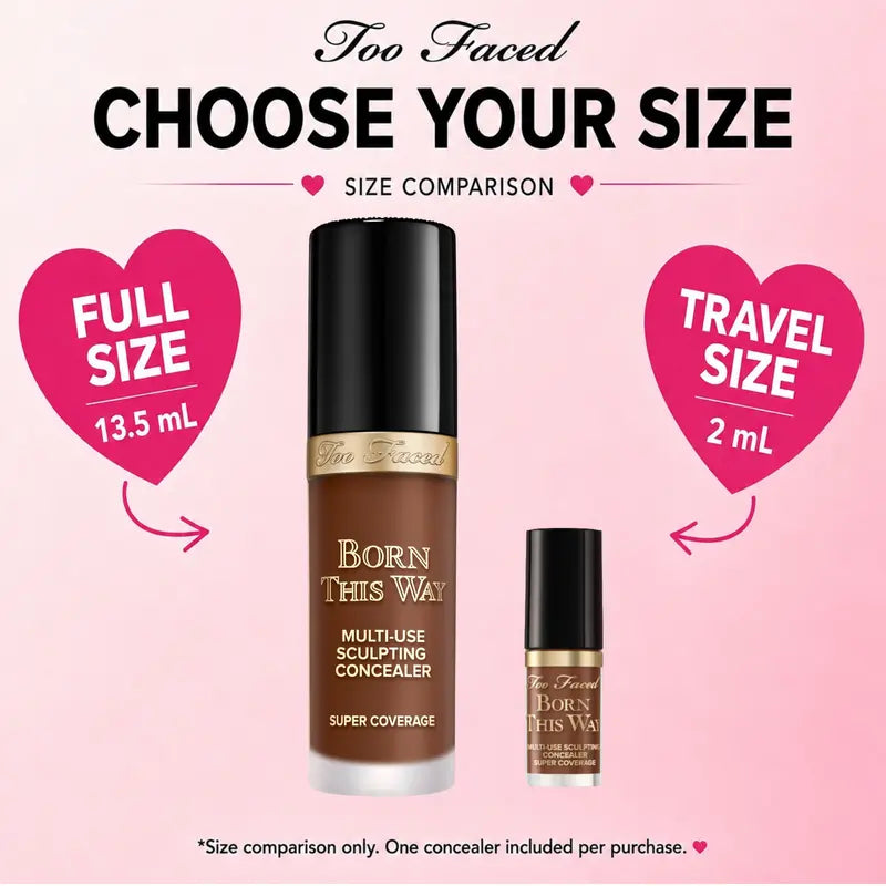 Too Faced Born This Way Super Coverage Multi-Use Concealer | Full-Coverage, 12 Hour Wear + Hydration | Sweat + Humidity Resistant | Undetectable, Natural Finish