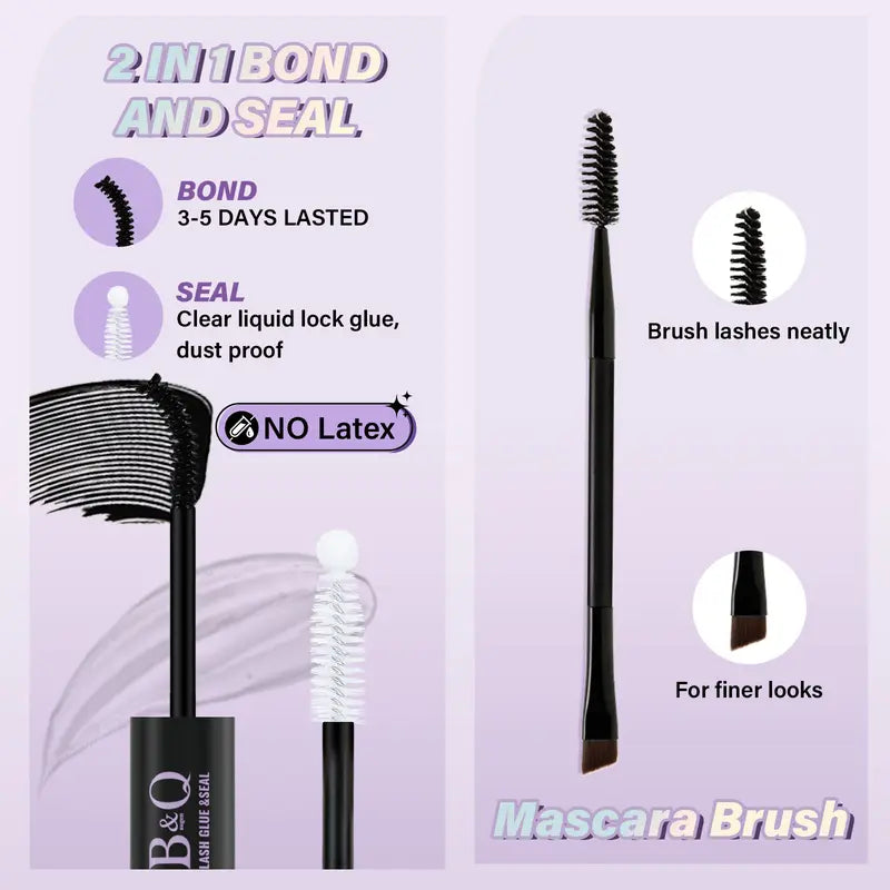 B&Q 30D-40D Vegan Cosmetic Lash Kit - Adult Individual False Eyelashes, Lash Cluster, Nature-Infused Natural Look, Long-Lasting, Lengthening, Beginner-Friendly, with Bond&Seal Remover for At-Home Extensions, so Tea #Sohochic Glam Makeup