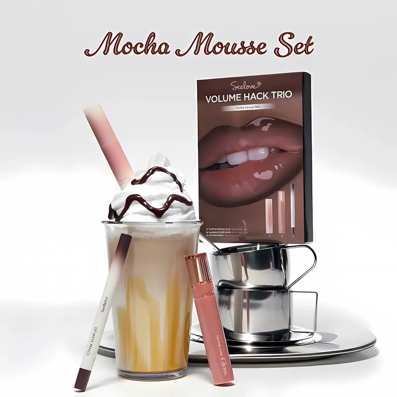 Volume Hack Trio Sweet Fig Set | Lip Combo for Plump, Hydrated & Glossy Lips | 3-In-1 Kit (3 Shades, Lip Mate Pencil 0.5G, Melting Balm 3.5G, & Color Gloss 4G)