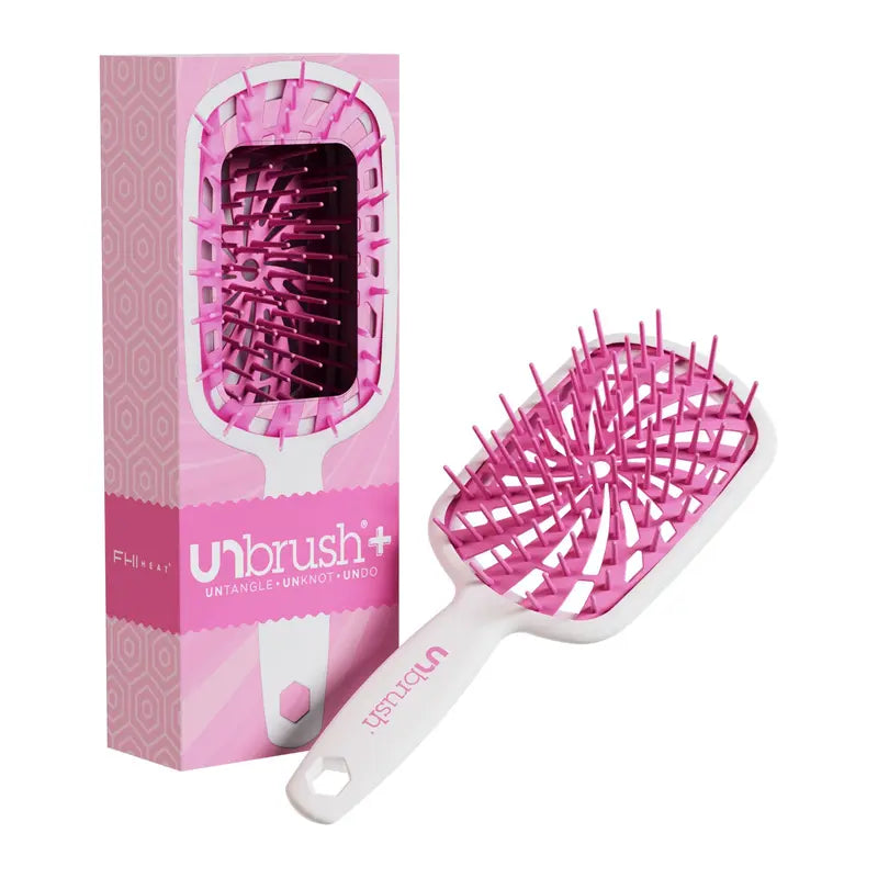 Unbrush plus Detangling Hair Brush, Gentle Tangle Release, Reduced Dreakage, Decreases Hair Drying Time, Easy-To-Clean, Ultra Light, Soft Bristle by FHI HEAT