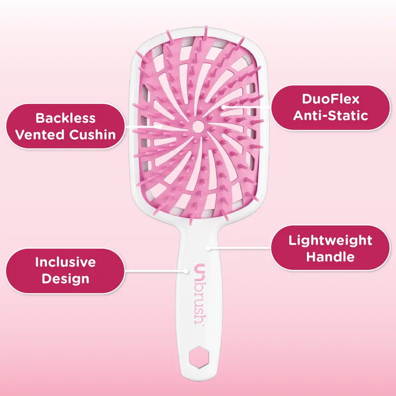 Unbrush plus Detangling Hair Brush, Gentle Tangle Release, Reduced Dreakage, Decreases Hair Drying Time, Easy-To-Clean, Ultra Light, Soft Bristle by FHI HEAT