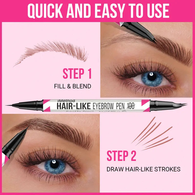 Imethod Curved Eyebrow Pen - Microblading, Liquid, 2-In-1 Dual-Ended with Micro-Fork-Tip Applicator, Waterproof and Long Lasting Makeup Cosmetic,#Sohochic