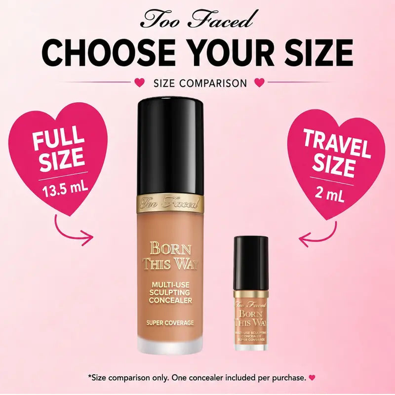 Too Faced Born This Way Super Coverage Multi-Use Concealer | Full-Coverage, 12 Hour Wear + Hydration | Sweat + Humidity Resistant | Undetectable, Natural Finish