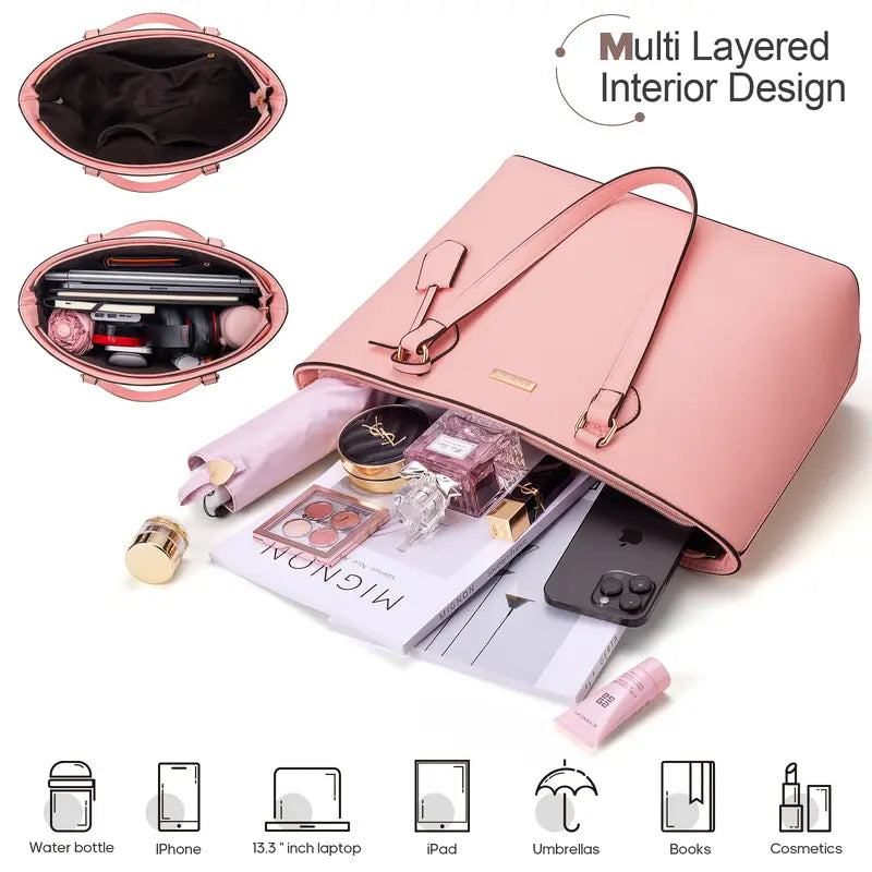 BAGSURE Women'S 4PCS Synthetic Leather Purses Gift Set - Fashion Design Tote (Largest:10.5X13In), Crossbody Bag, Wallet Combo, Durable Organizer, Smooth Stitching, Bags on a Budget, Girlfriend Gifts