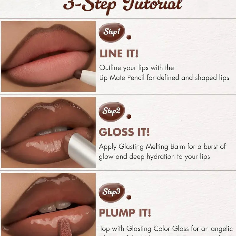 Volume Hack Trio Sweet Fig Set | Lip Combo for Plump, Hydrated & Glossy Lips | 3-In-1 Kit (3 Shades, Lip Mate Pencil 0.5G, Melting Balm 3.5G, & Color Gloss 4G)