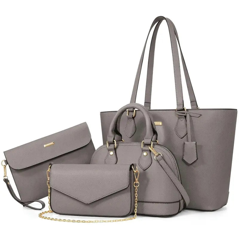 BAGSURE Women'S 4PCS Synthetic Leather Purses Gift Set - Fashion Design Tote (Largest:10.5X13In), Crossbody Bag, Wallet Combo, Durable Organizer, Smooth Stitching, Bags on a Budget, Girlfriend Gifts