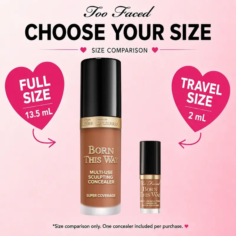Too Faced Born This Way Super Coverage Multi-Use Concealer | Full-Coverage, 12 Hour Wear + Hydration | Sweat + Humidity Resistant | Undetectable, Natural Finish