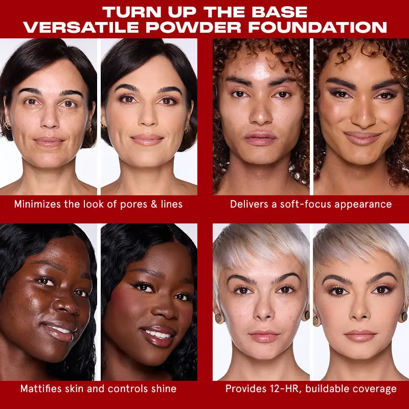 ONE/SIZE | Turn up the Base Versatile Powder Foundation – Buildable Soft Matte Coverage, 12-Hour Wear, Blurring & Multiuse Powder in 33 Inclusive Shades