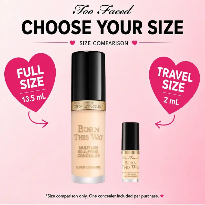 Too Faced Born This Way Super Coverage Multi-Use Concealer | Full-Coverage, 12 Hour Wear + Hydration | Sweat + Humidity Resistant | Undetectable, Natural Finish