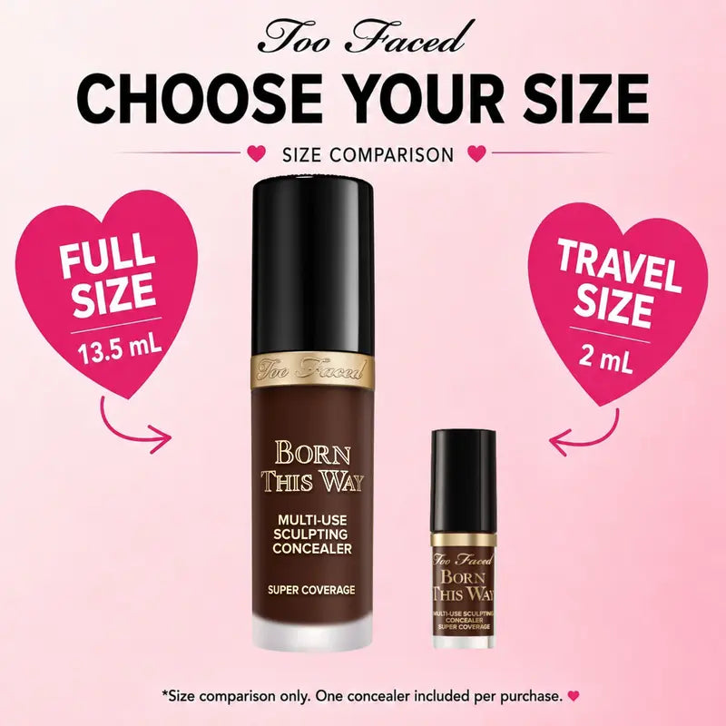 Too Faced Born This Way Super Coverage Multi-Use Concealer | Full-Coverage, 12 Hour Wear + Hydration | Sweat + Humidity Resistant | Undetectable, Natural Finish