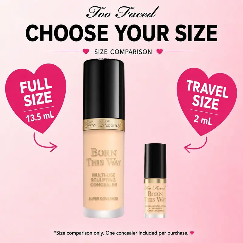 Too Faced Born This Way Super Coverage Multi-Use Concealer | Full-Coverage, 12 Hour Wear + Hydration | Sweat + Humidity Resistant | Undetectable, Natural Finish