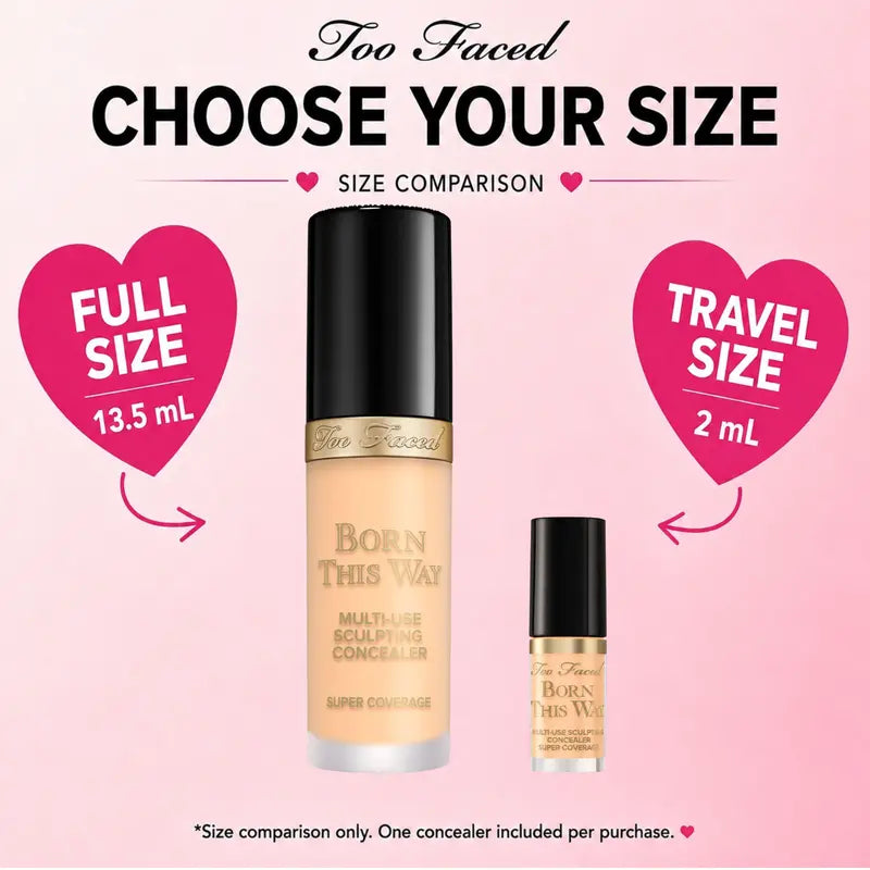 Too Faced Born This Way Super Coverage Multi-Use Concealer | Full-Coverage, 12 Hour Wear + Hydration | Sweat + Humidity Resistant | Undetectable, Natural Finish